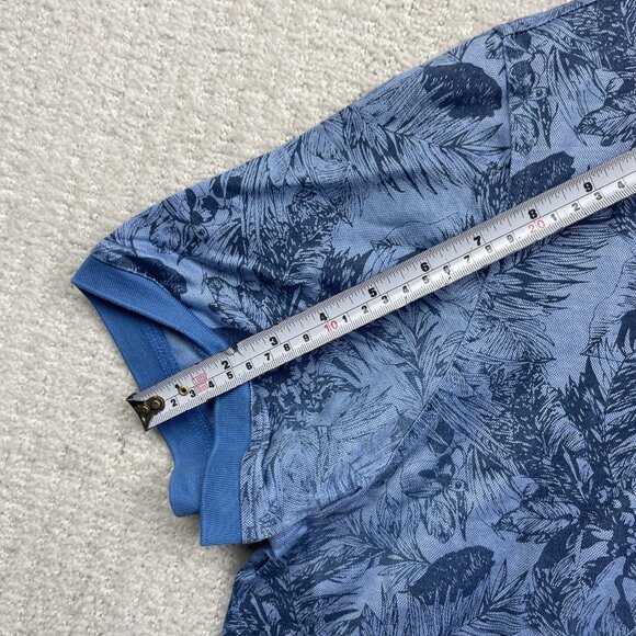 Au Noir Mens 6 / 2XL Polo Blue Tropical Floral AOP Summer Short Sleeve Stretch - Picture 9 of 14